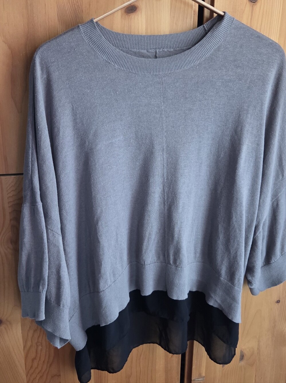Allsaints Women's Grey Linen & Cotton Oversized Short Sleeve Top Size S/M